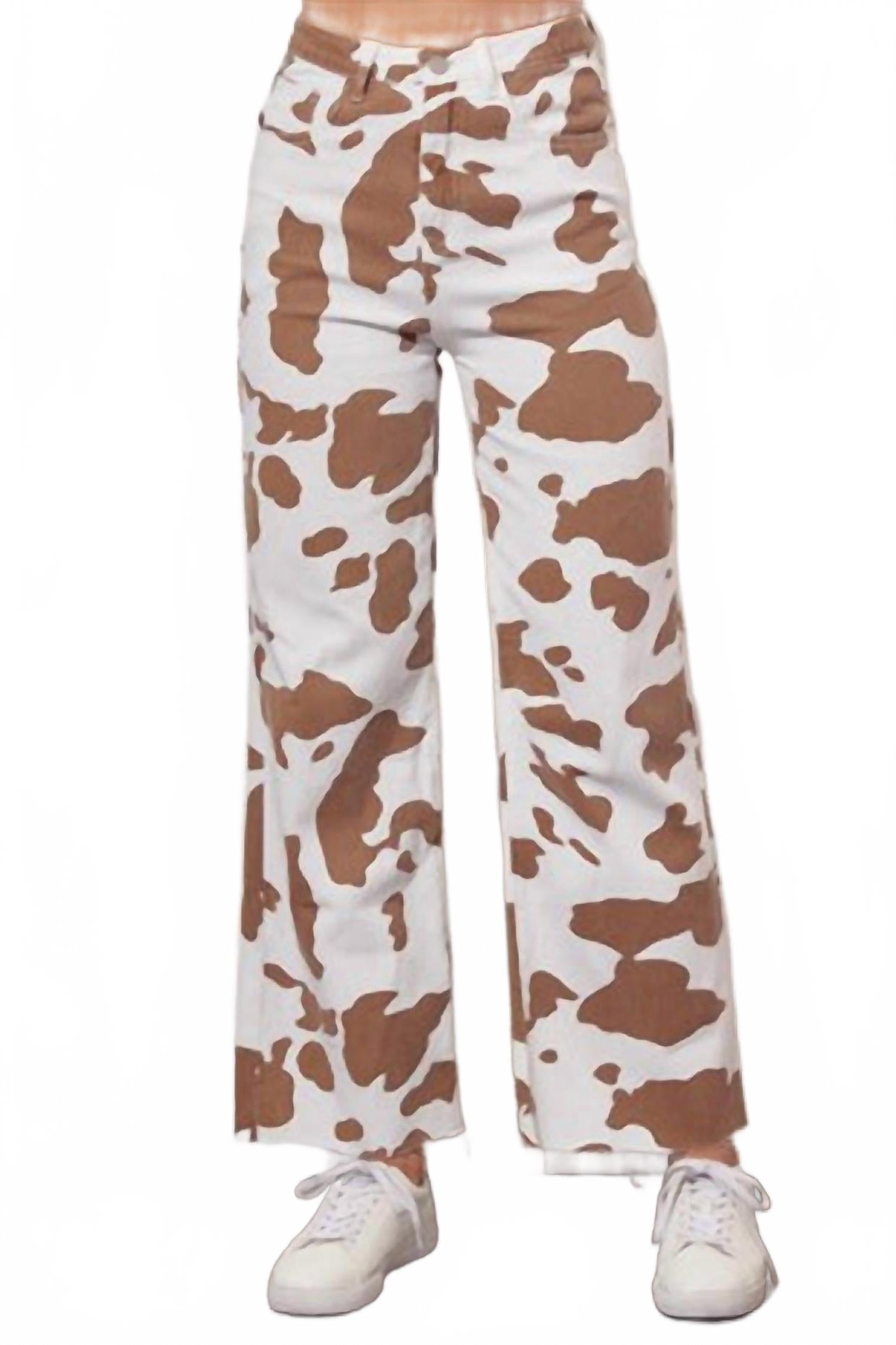 

Штаны Meadow Muse с коровьим принтом в коричнево-белом цвете Baevely by Wellmade