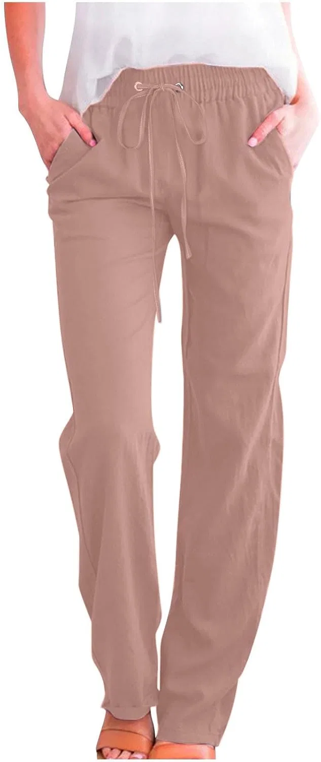 Женские брюки Active прямого кроя, Cotton Linen, Rose Gold