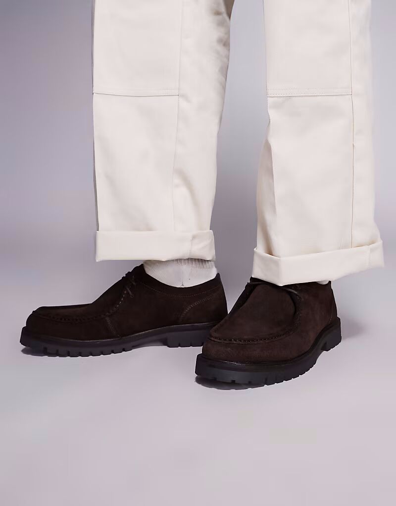 

Массивные мокасины со шнуровкой Presley из коричневой замши Schuh