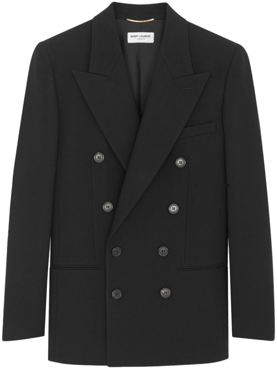 

Saint Laurent двубортный габардиновый блейзер, черный