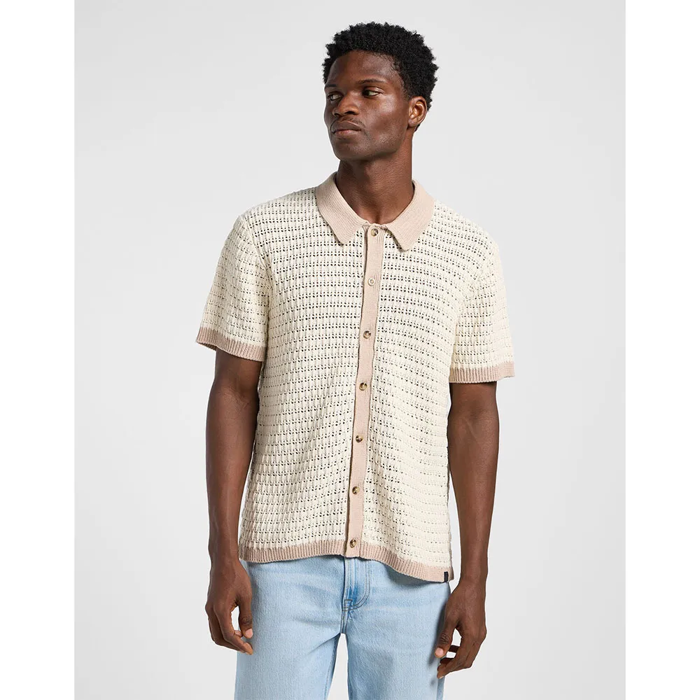 

Поло с коротким рукавом Lee Button Up, бежевый