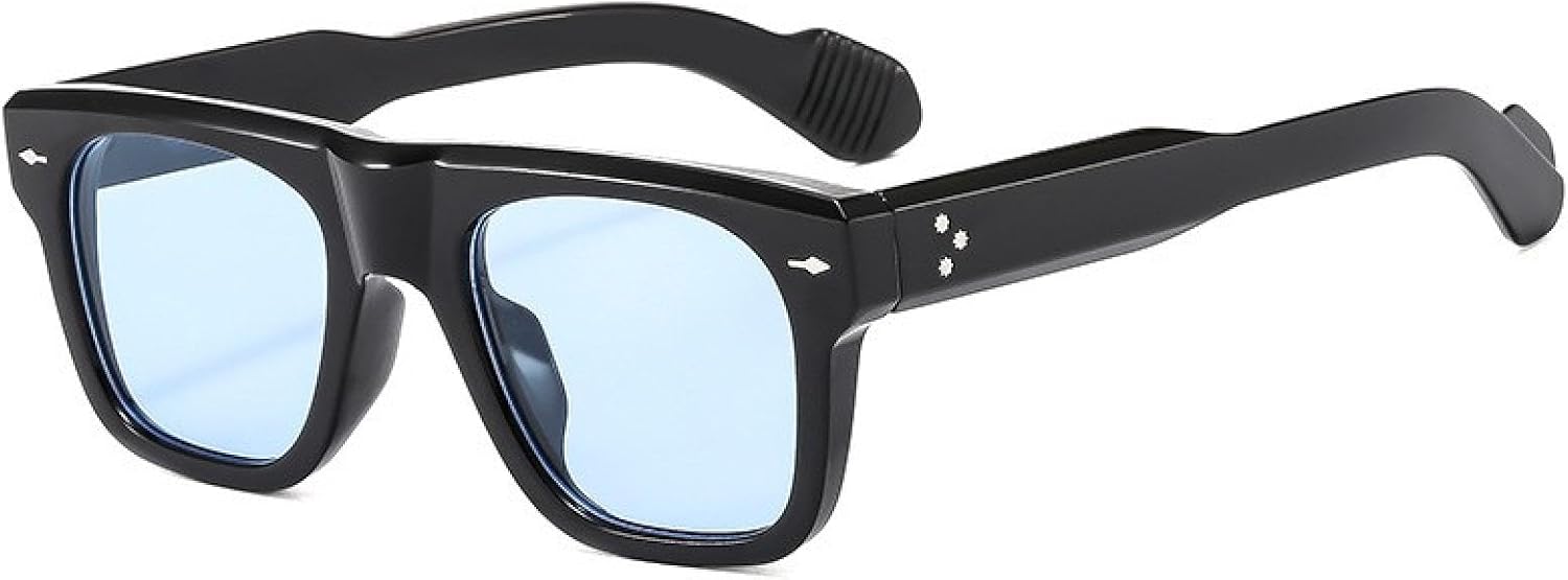 

Популярные модные женские солнцезащитные очки в стиле ретро с прозрачными линзами цвета океана и защитой от УФ-излучения UV400, мужские очки с заклепками в стиле панк TVTBBVV, Black Blue