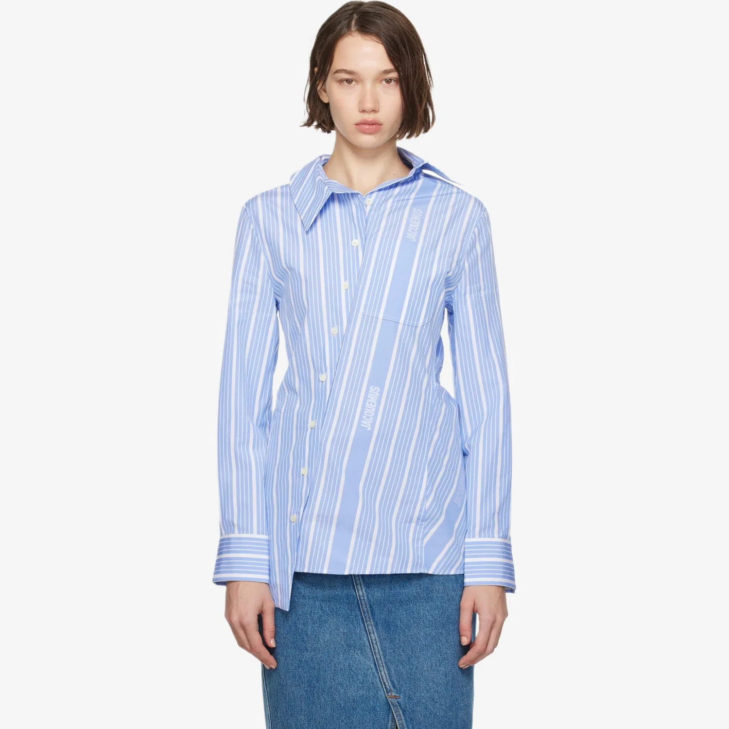 Рубашка Pablo Striped Asymmetric Hem Jacquemus, Blue — фото 4