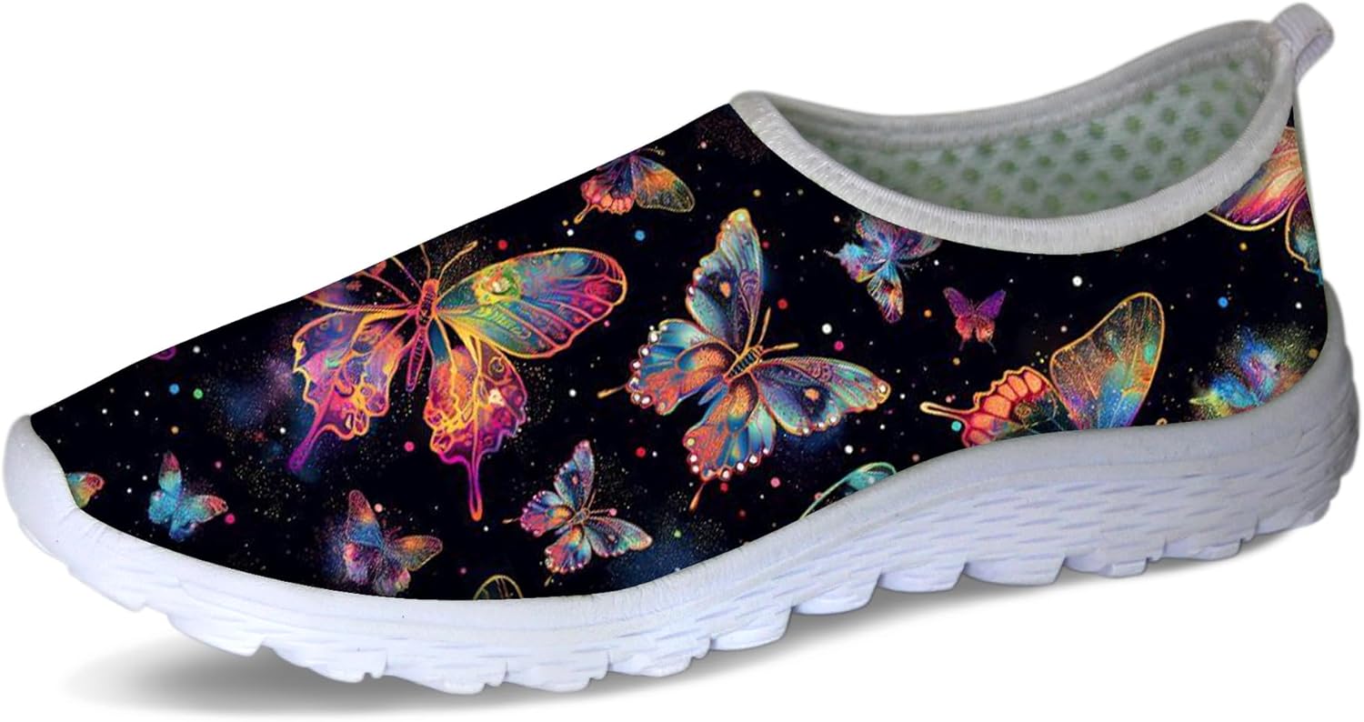 

Мужские кроссовки Forchrinse Green Palm Leaves, легкие, без шнурков, дышащие, для работы, спортзала и путешествий, Colorful Butterfly