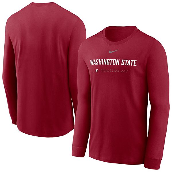 

Мужская малиновая баскетбольная футболка washington state cougars 2025 courtside dri-fit с длинным рукавом Nike