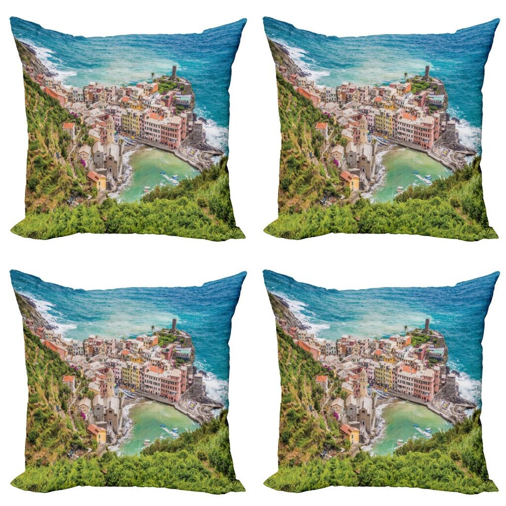 

ABAKUHAUS Coastal Набор чехлов для подушек (4 предмета), Vernezza Италия, современная двусторонняя цифровая печать, 50 см x 50 см, многоцветный