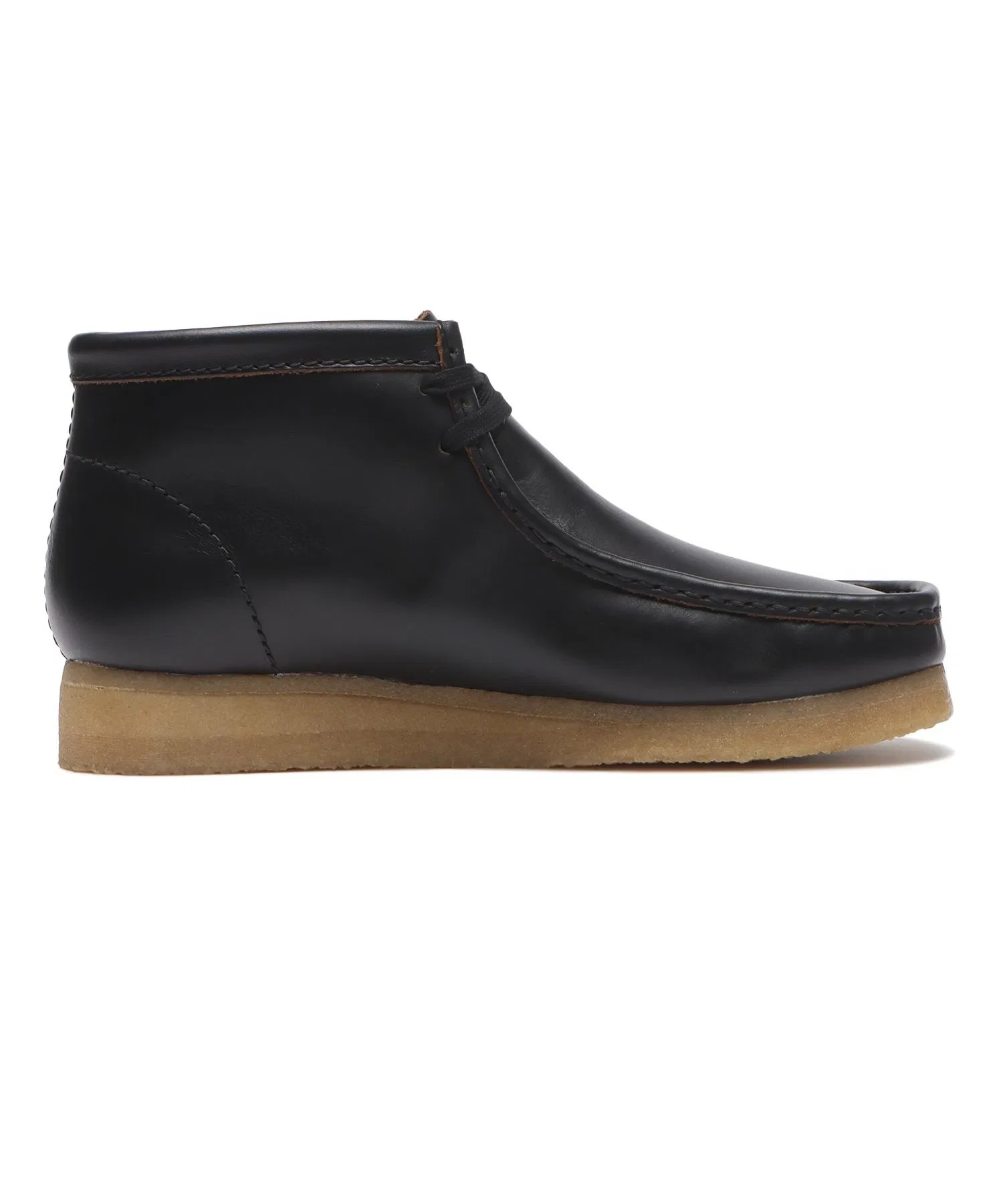 Мужские мокасины из натуральной кожи Clarks WALLABEE BOOT чёрные — фото 2