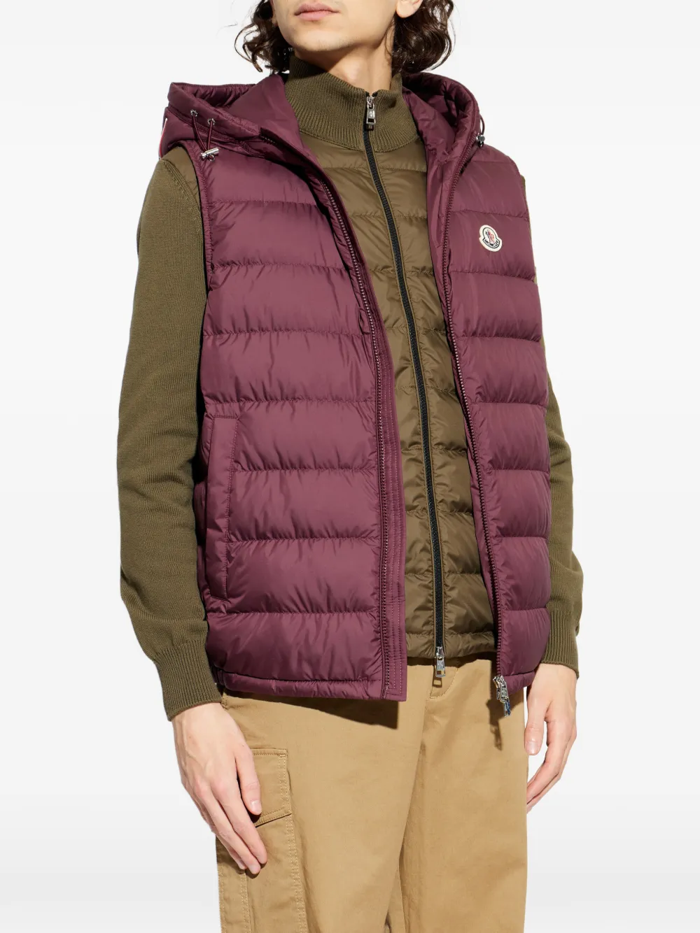 Стеганый жилет с капюшоном Moncler, красный — фото 3