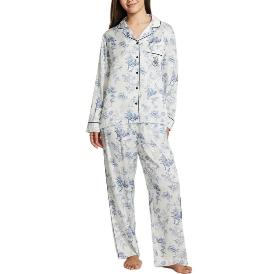 Victoria's Secret Пижамный комплект Refined Print, шелковистая, нежная к коже, женская, элегантный blue — фото 3
