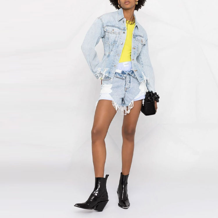 Джинсовая куртка женская голубая Alexander Wang — фото 3