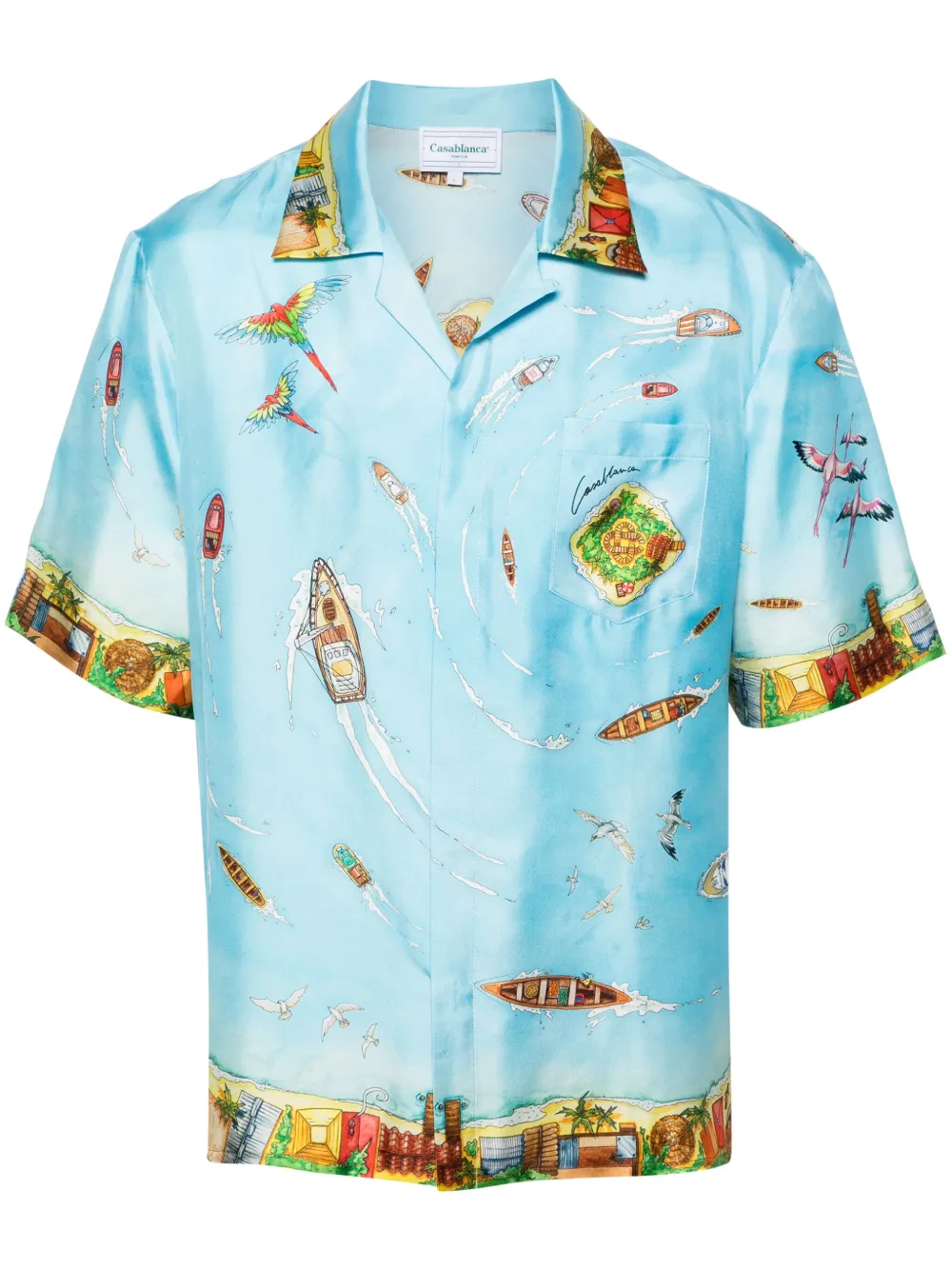 

Шелковая рубашка Maison Sur Piloti CASABLANCA, синий