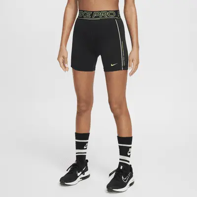 

Шорты Nike Pro Girls' Dri-FIT 3" Shorts, цвет Black/Volt/Volt