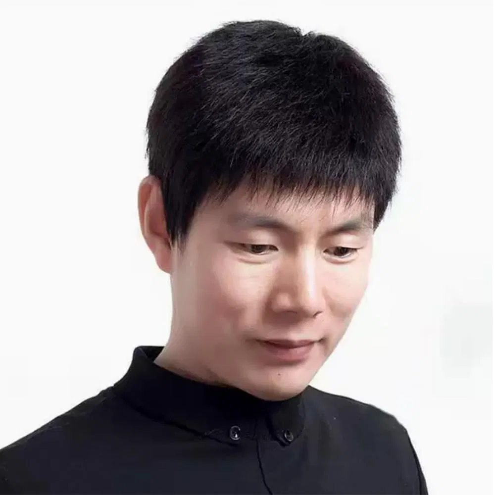 Парик мужской короткий натуральный волос Feibin черный — фото 4