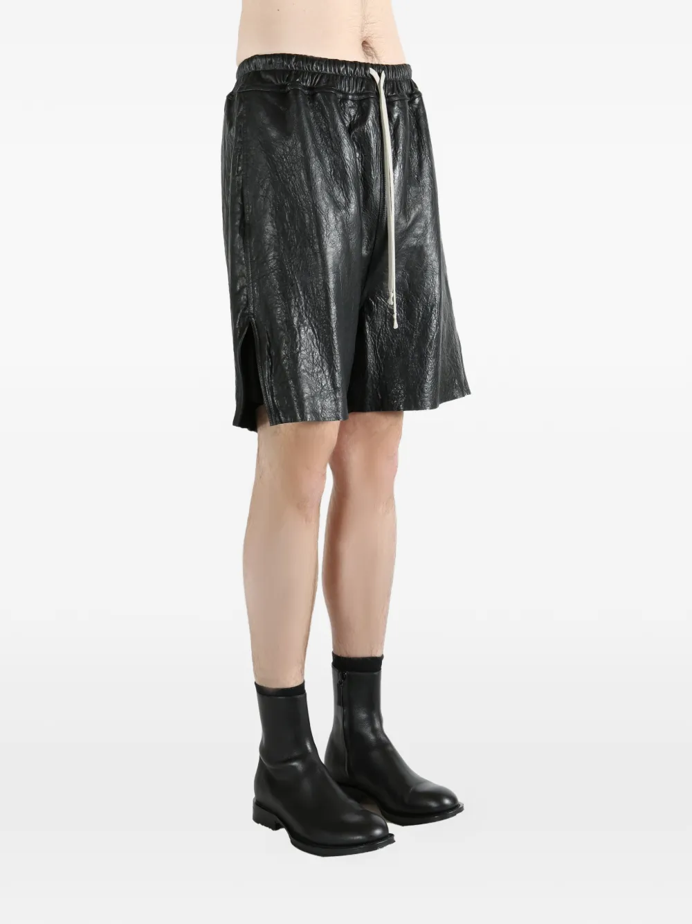 Шорты с разрезами по бокам и кулиской Rick Owens, черный — фото 3