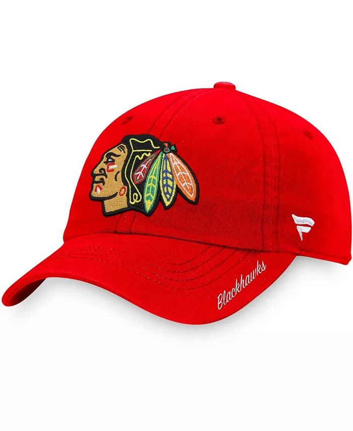 

Женская красная бейсболка Chicago Blackhawks Core Primary с регулируемым логотипом Fanatics