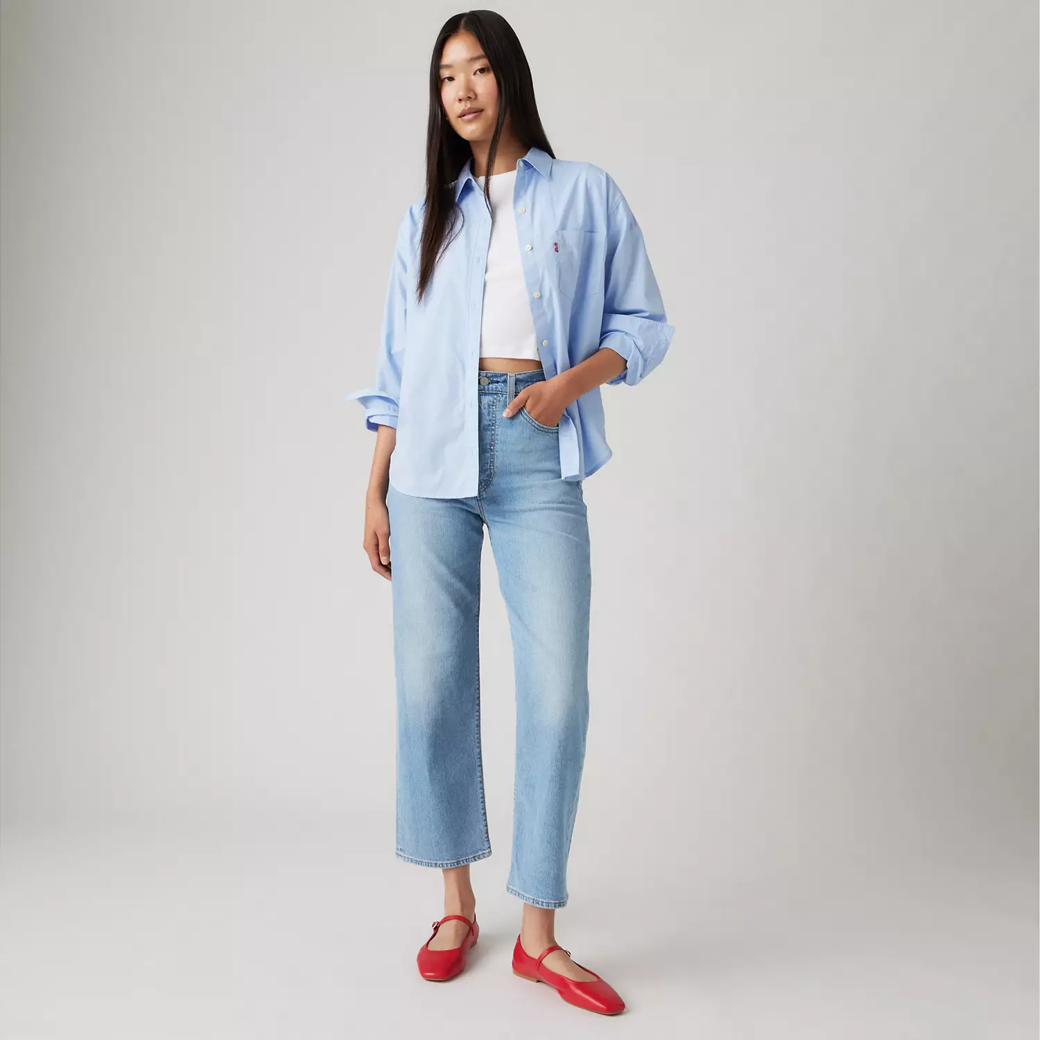 

Джинсы женские прямые до щиколотки Ribcage легкие Levi's, цвет Cool Winner - Medium Wash