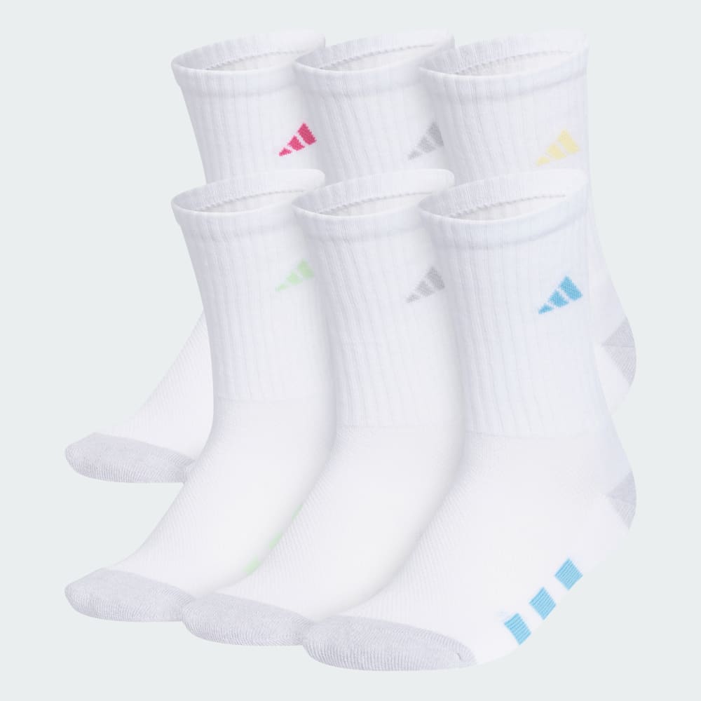 

Носки Adidas Athletic Cushioned 6-Pack Crew Socks Kids, цвет White/Clear Onix Melange/Pulse Magenta