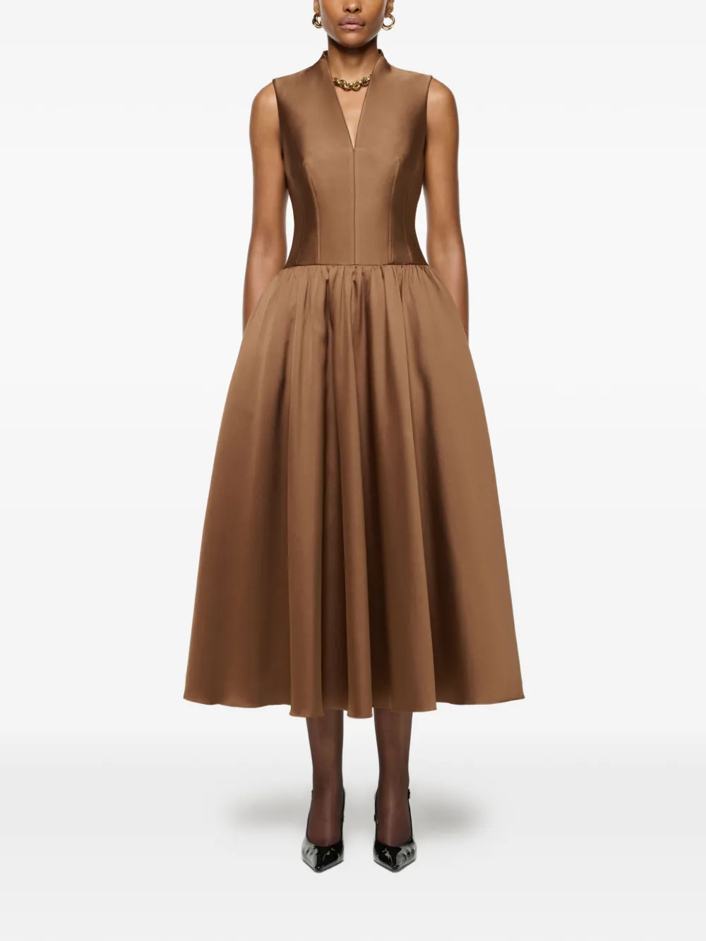 

Миди-платье с фактурой тафты Roland Mouret, коричневый
