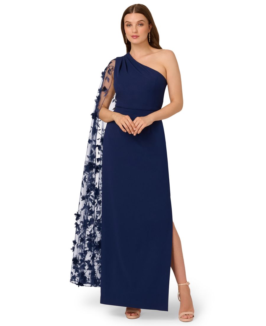 

Женское платье на одно плечо Adrianna Papell, NAVY SATEEN
