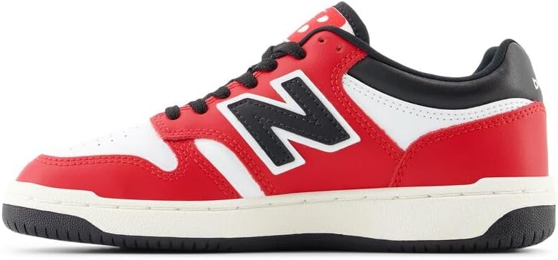 Детские кроссовки New Balance 480 V1 на шнуровке для мальчиков, белый/черный/красный — фото 2