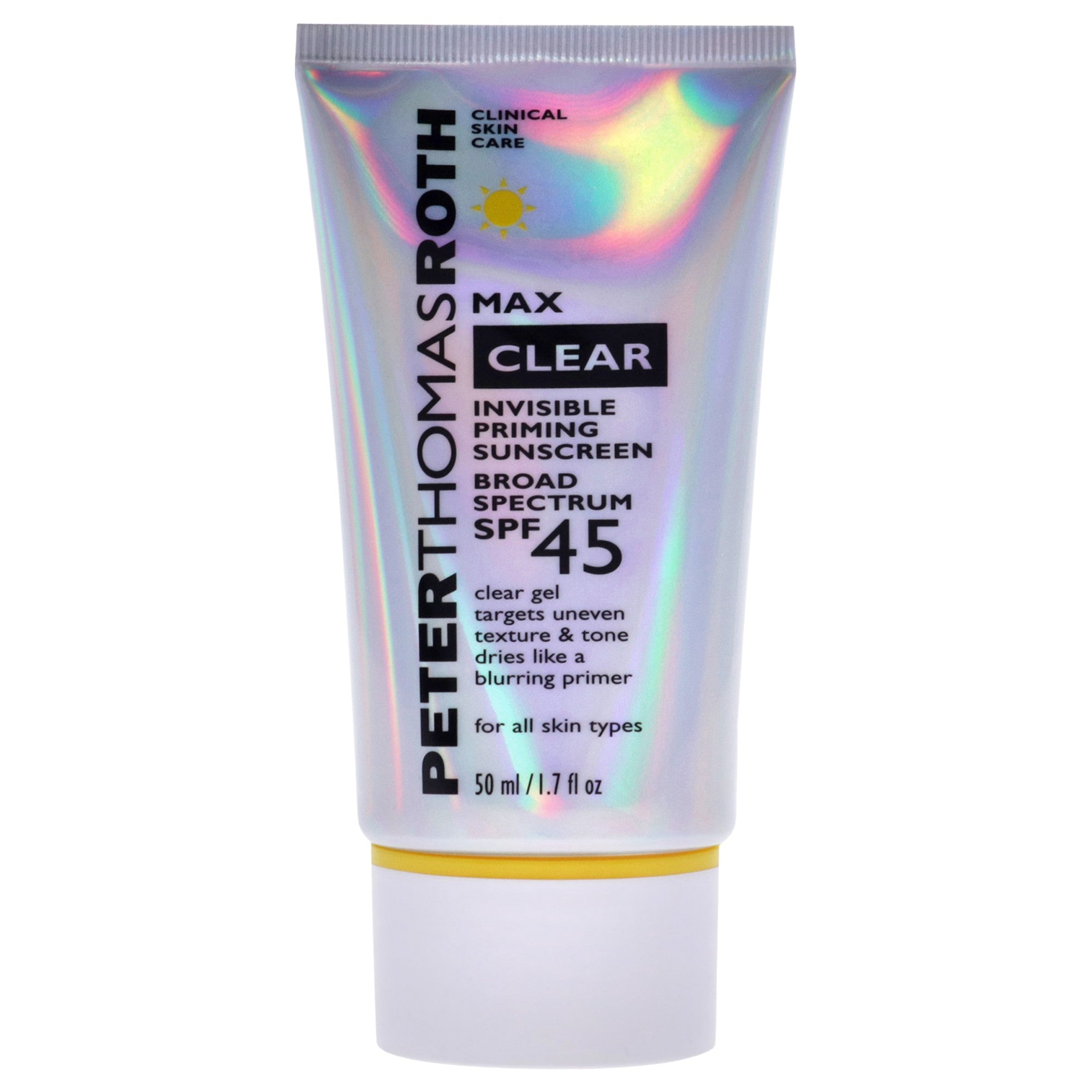Солнцезащитный крем-праймер Max Clear Invisible Priming Sunscreen SPF 45 от Peter Thomas Roth для мужчин и женщин - 1,7 унции (50 мл), прозрачный — фото 2
