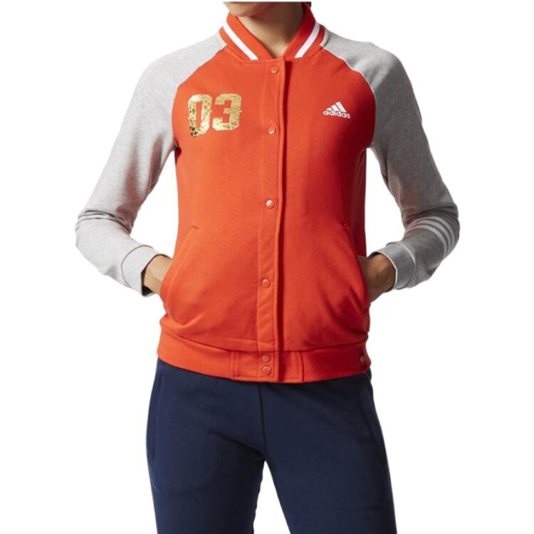 Бейсбольная майка женская оранжево-серая Adidas — фото 3