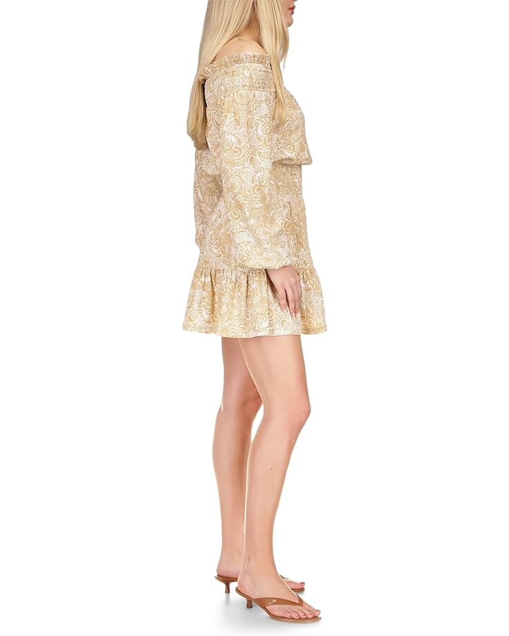 

Платье Michael Kors Crinkle Off-the-Shoulder Mini Dress, хаки