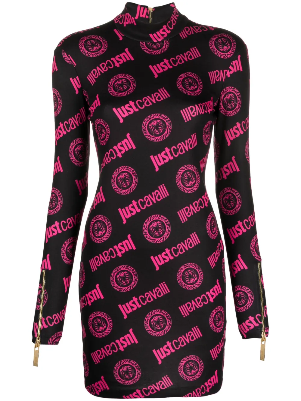 

Платье мини с жаккардовым логотипом Just Cavalli, черный