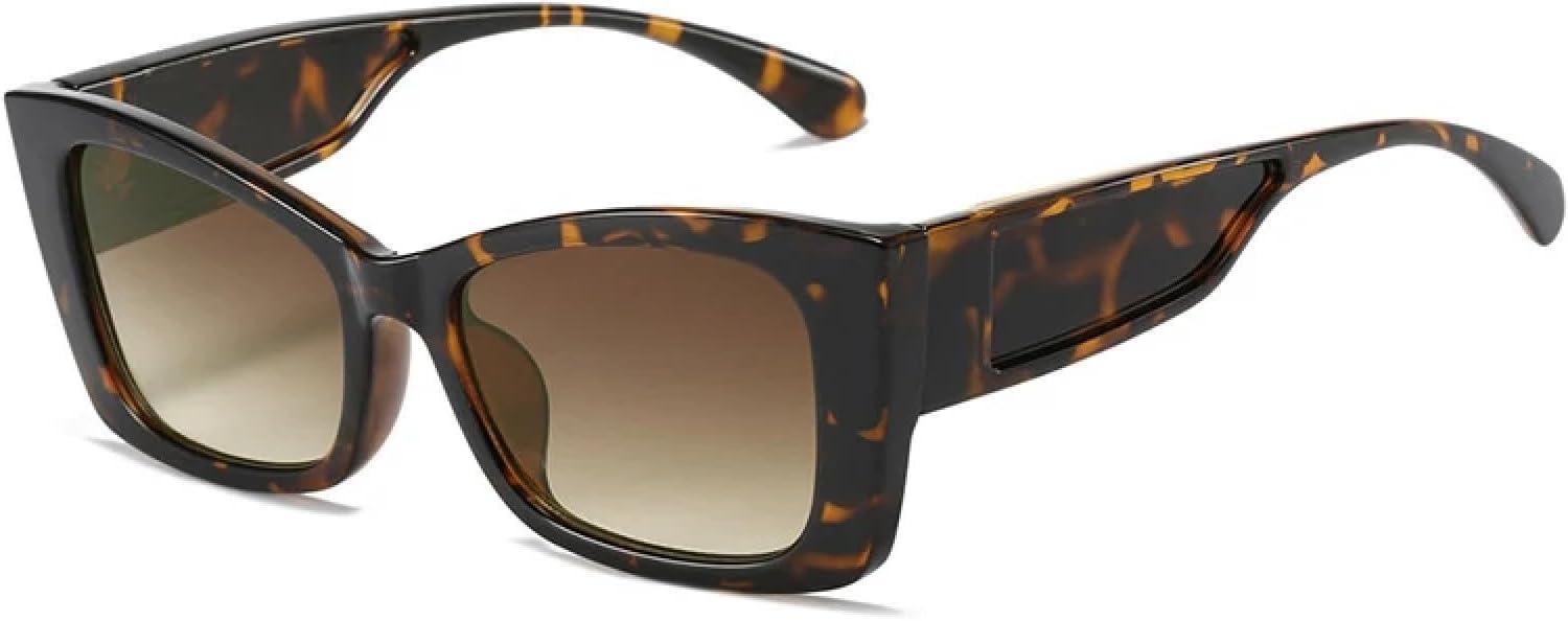 

Модные солнцезащитные очки «кошачий глаз» для женщин и мужчин, роскошные трендовые очки в винтажном стиле для путешествий и вождения, защита от УФ-излучения UV400 TKKTLLT, Leopard Gradient Tea