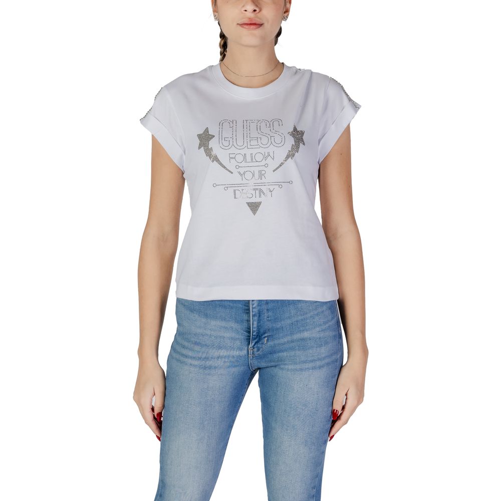 

Белые хлопковые топ и футболка GUESS