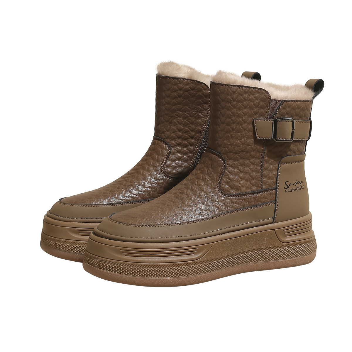 SAFIYA Женские короткие зимние сапоги цвета хаки, цвет Khaki — фото 3