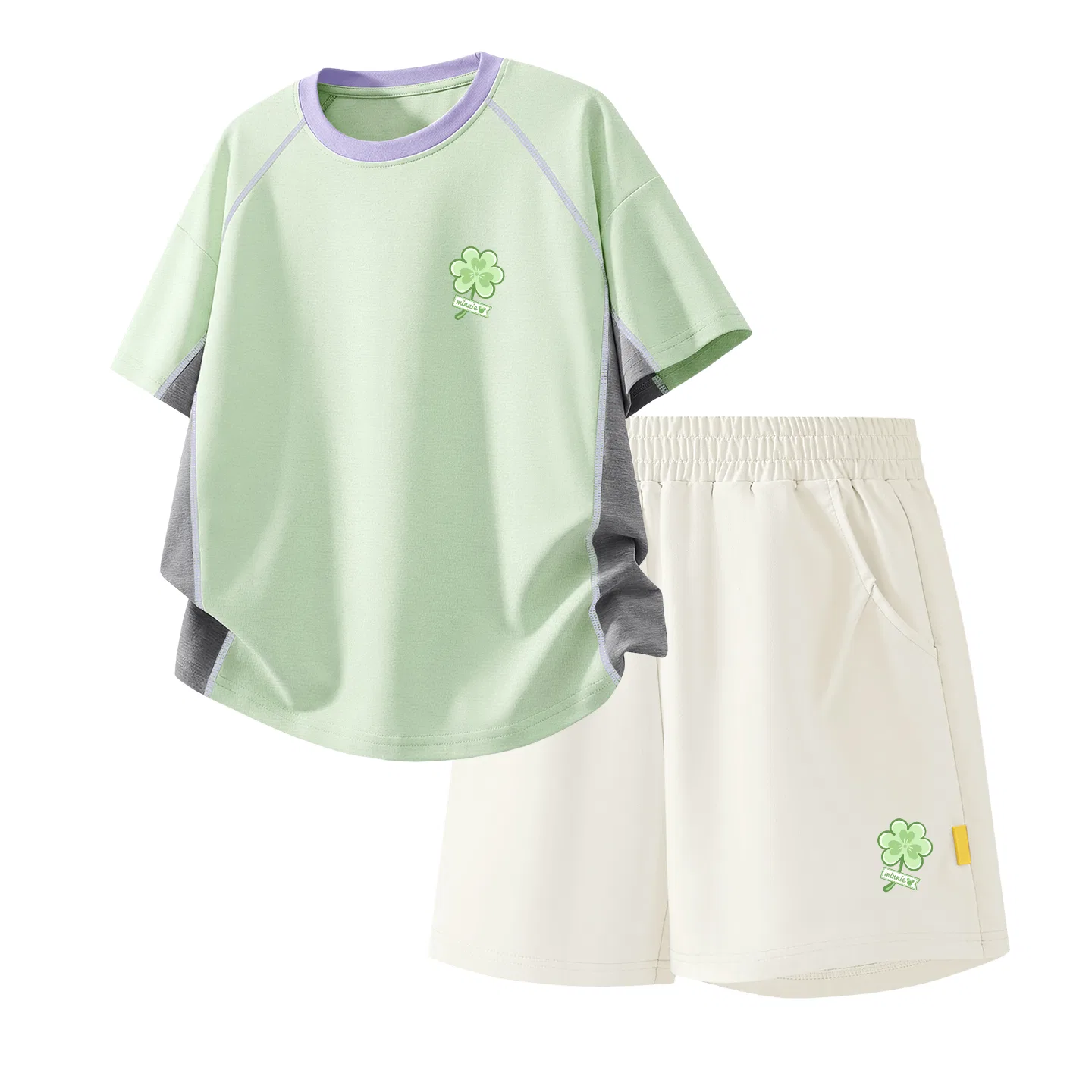 Детский спортивный костюм Casual Sportswear 2 Piece Set Disney, Di Three Leaf K Green+Di Three Leaf K_Bottom Right Mist White