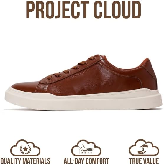 Мужские кроссовки Project Cloud - модные мужские туфли с эффектом памяти - легкие и нескользящие шнуровки - повседневные мужские кроссовки, идеальные для ношения в течение всего дня (Tilton), Cognac — фото 3
