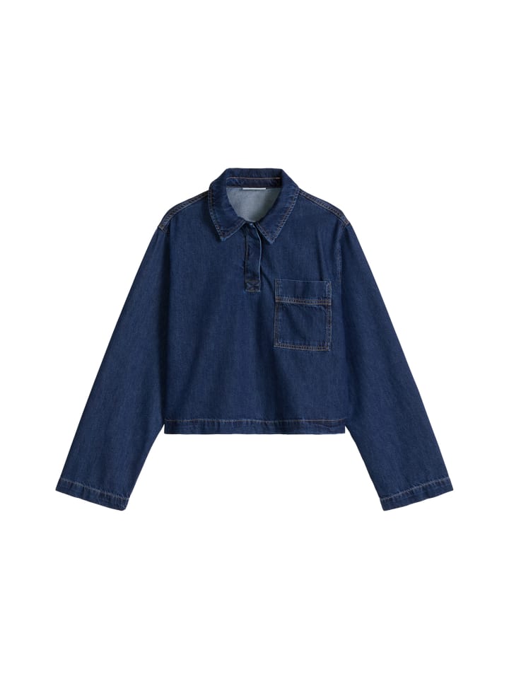 

Marc O'Polo DENIM Джинсовая рубашка-поло оверсайз темно-синего цвета