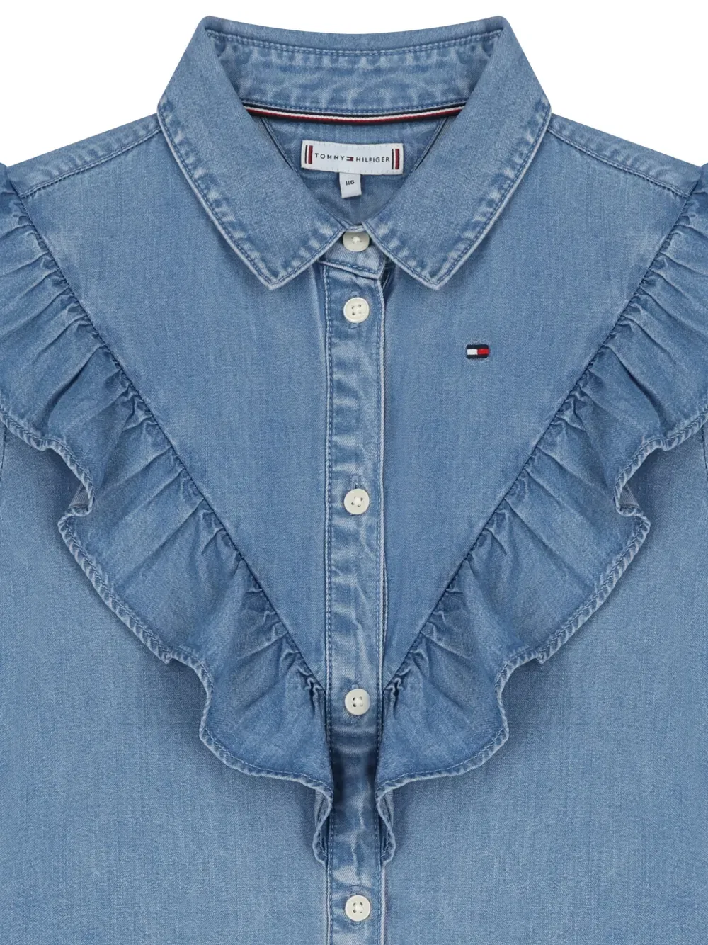 Джинсовое платье с оборками Tommy Hilfiger Junior, синий — фото 3