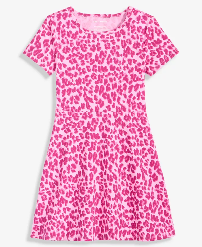 

Детское платье с коротким рукавом и принтом животных, размеры 5-20 Epic Threads, розовый