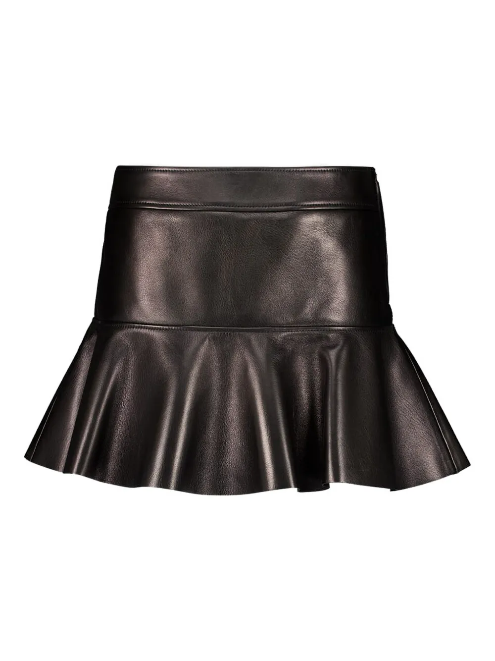 Кожаная мини-юбка с оборками TOM FORD, черный — фото 2