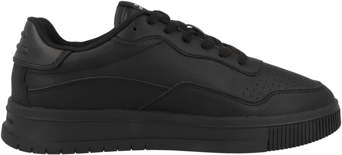 Мужские низкие кроссовки Tommy Hilfiger Supercup с кожаными полосками, Black Triple Black — фото 3