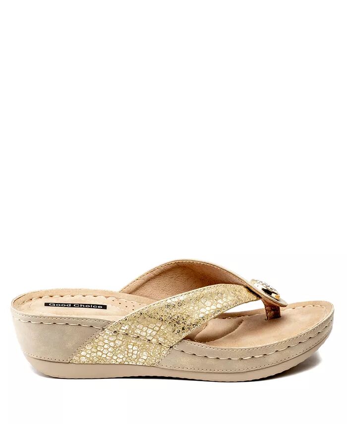 Женские босоножки на танкетке Dafni Thong GC Shoes, золотой — фото 2