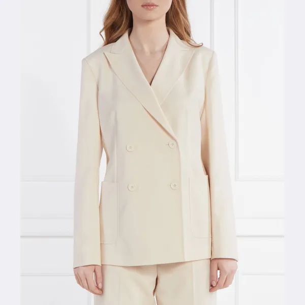 

Элегантный шерстяной жакет классического кроя Max Mara, экрю