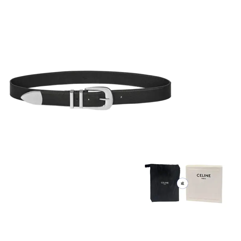 

CELINE Большой западный ремень из винтажной телячьей кожи, Black