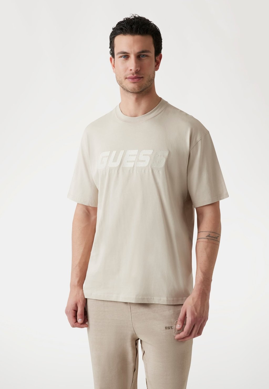 

Футболка с принтом FRONTLOGO Guess, бежевый