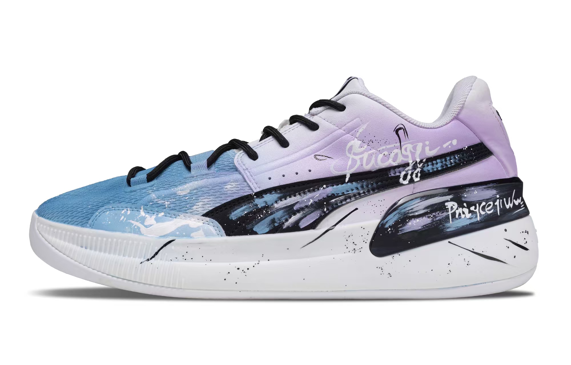 

Clyde Hardwood Team Sea дышащие баскетбольные кроссовки Low top для мужчин с амортизацией и широким покрытием PUMA, синий фиолетовый