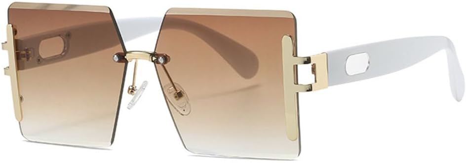 

Солнцезащитные очки MUTYNE большого размера без оправы для женщин и мужчин. Модные винтажные солнцезащитные очки класса люкс, розовые, с защитой от УФ-излучения UV400, White Tea