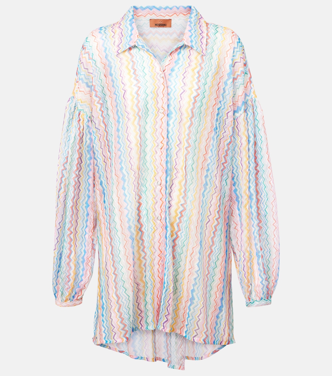 

Зигзагообразная прозрачная оверсайз рубашка Missoni, Multicolor Zig Zag