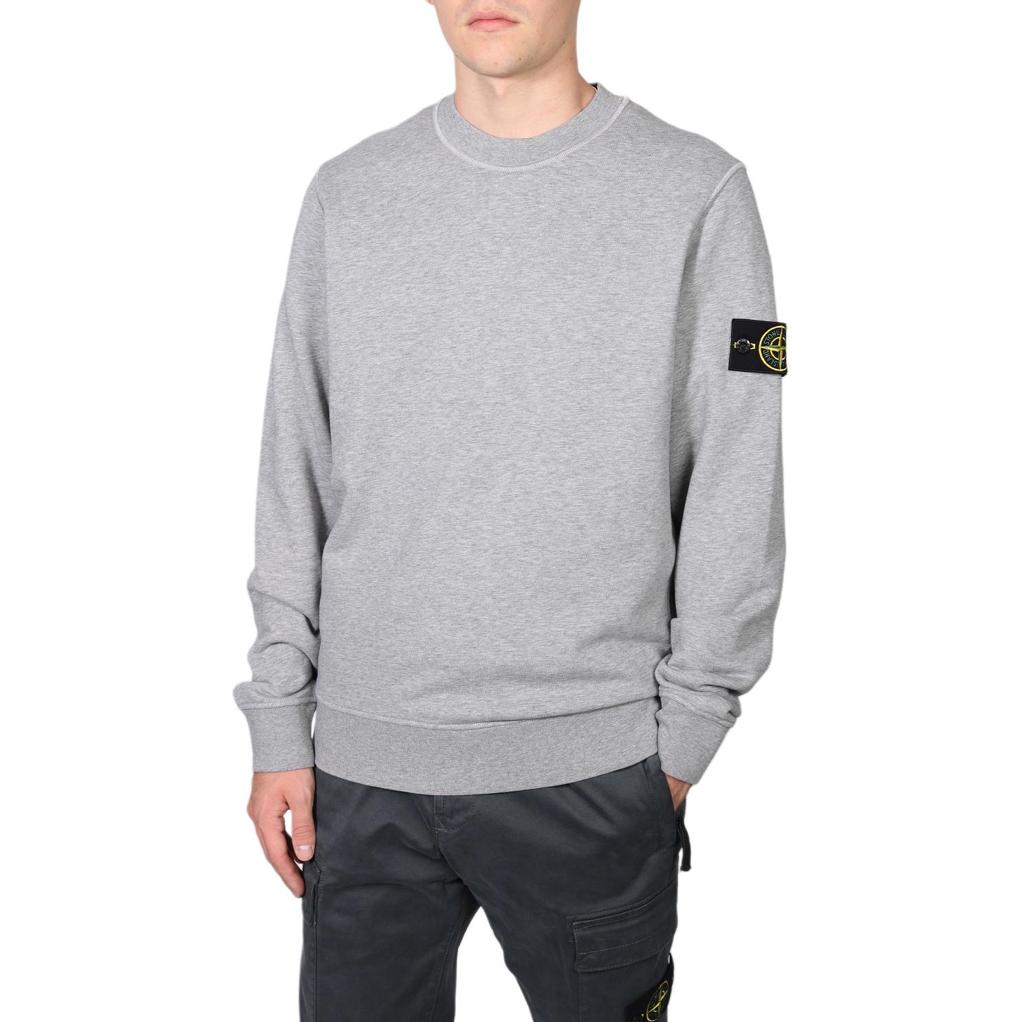 Свитшот с круглым вырезом STONE ISLAND, светло-серый — фото 3
