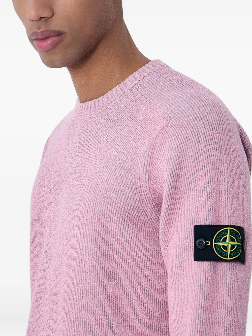 Кофта из тонкого трикотажа в рубчик Stone Island, розовый — фото 4