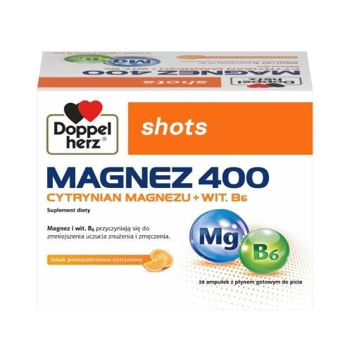 

Диетическая добавка Doppelherz Shots Magnesium 400, 20 ампер Inna Marka