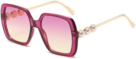 

Большие квадратные солнцезащитные очки для женщин. Классические винтажные солнцезащитные очки с жемчужным блеском. Стильные ретро-очки с защитой от УФ-излучения UV400 MTZJH, Purple Purple