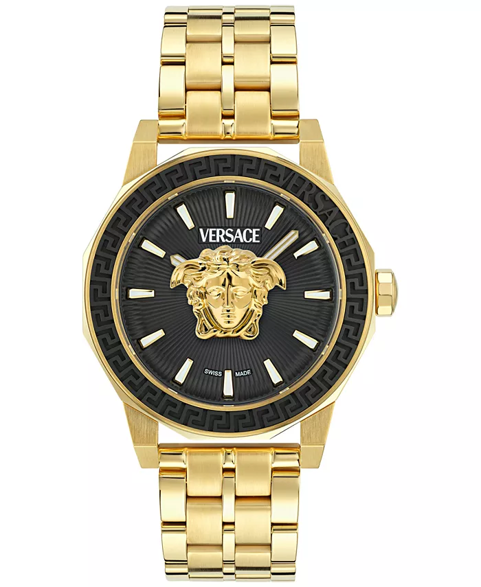 

Мужские наручные часы Swiss Gold с ионным покрытием из нержавеющей стали, браслет, 43 мм Versace